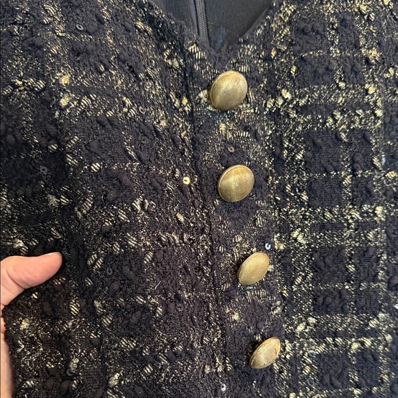 Chic Black and Gold Tweed Mini Dress - Picture 4 of 7